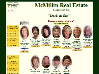 Web site www.vicksburgrealestate.com, Mc Millin Real Estate